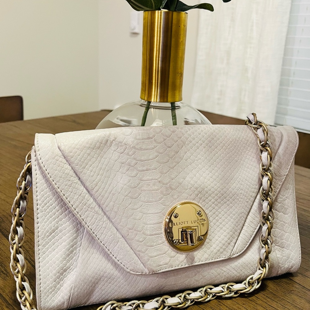 ELLIOT LUCCA HANDBAG * WHITE LEATHER CLUTCH PURSE